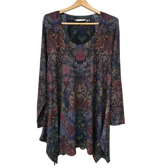 Soft Surroundings Womens Plus Size 1X Tunic Sweater Top Paisley Lightweight Knit - Picture 2 of 8